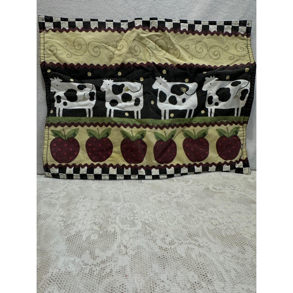 Franco Kitchen Decor Cow Apple Checkered Border Placemat‎ Farmhouse